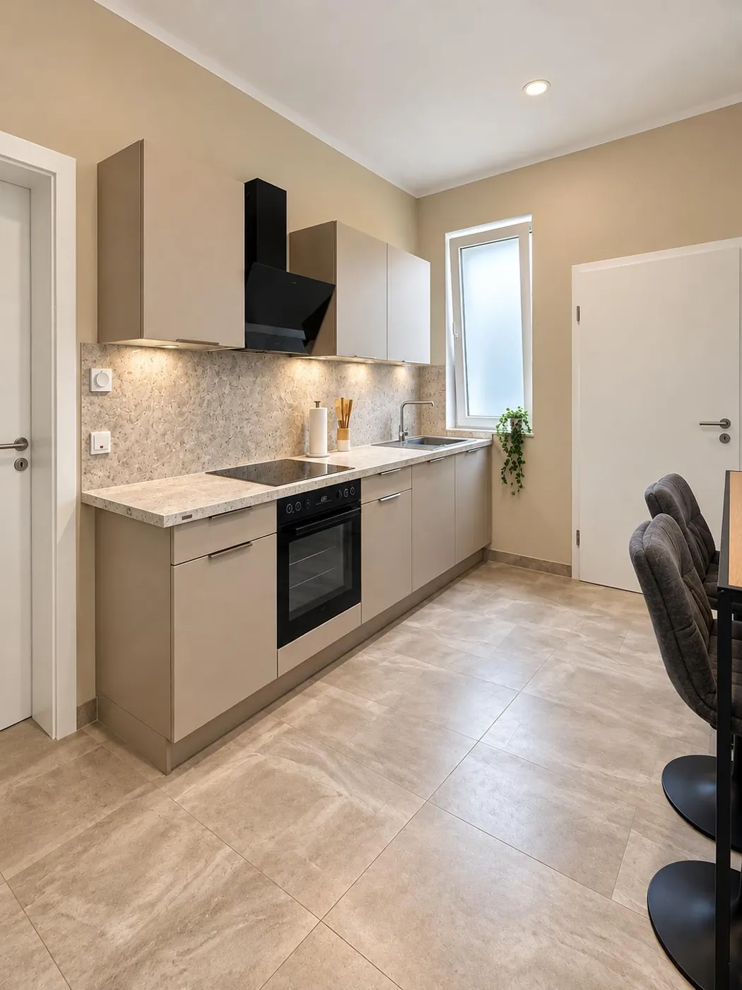 Küchenzeile mit Backofen und Dunstabzug, Maison Vallon · Aubin